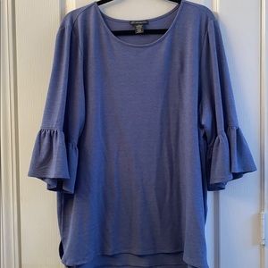 Pretty Blue top with 3/4 bell sleeve.